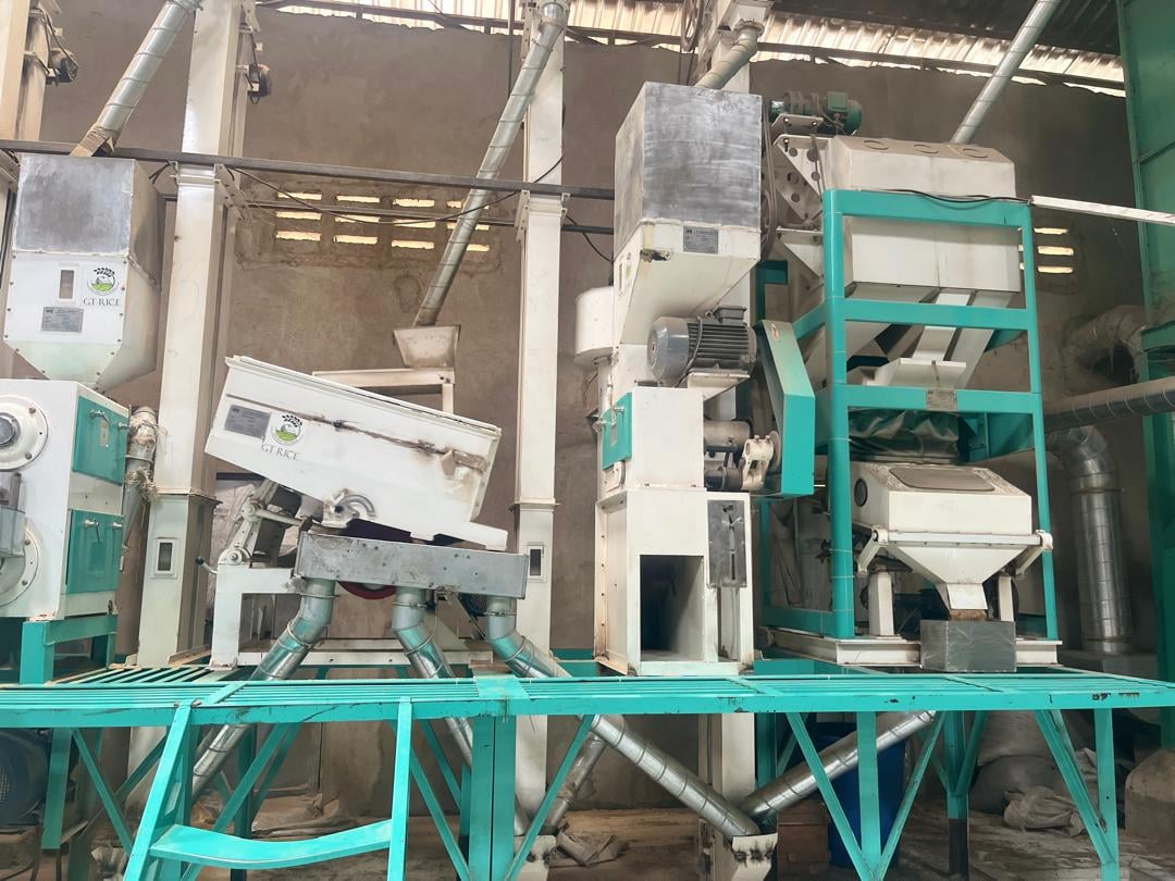 Gravity sorting and milling machinery at GT Rice Mills