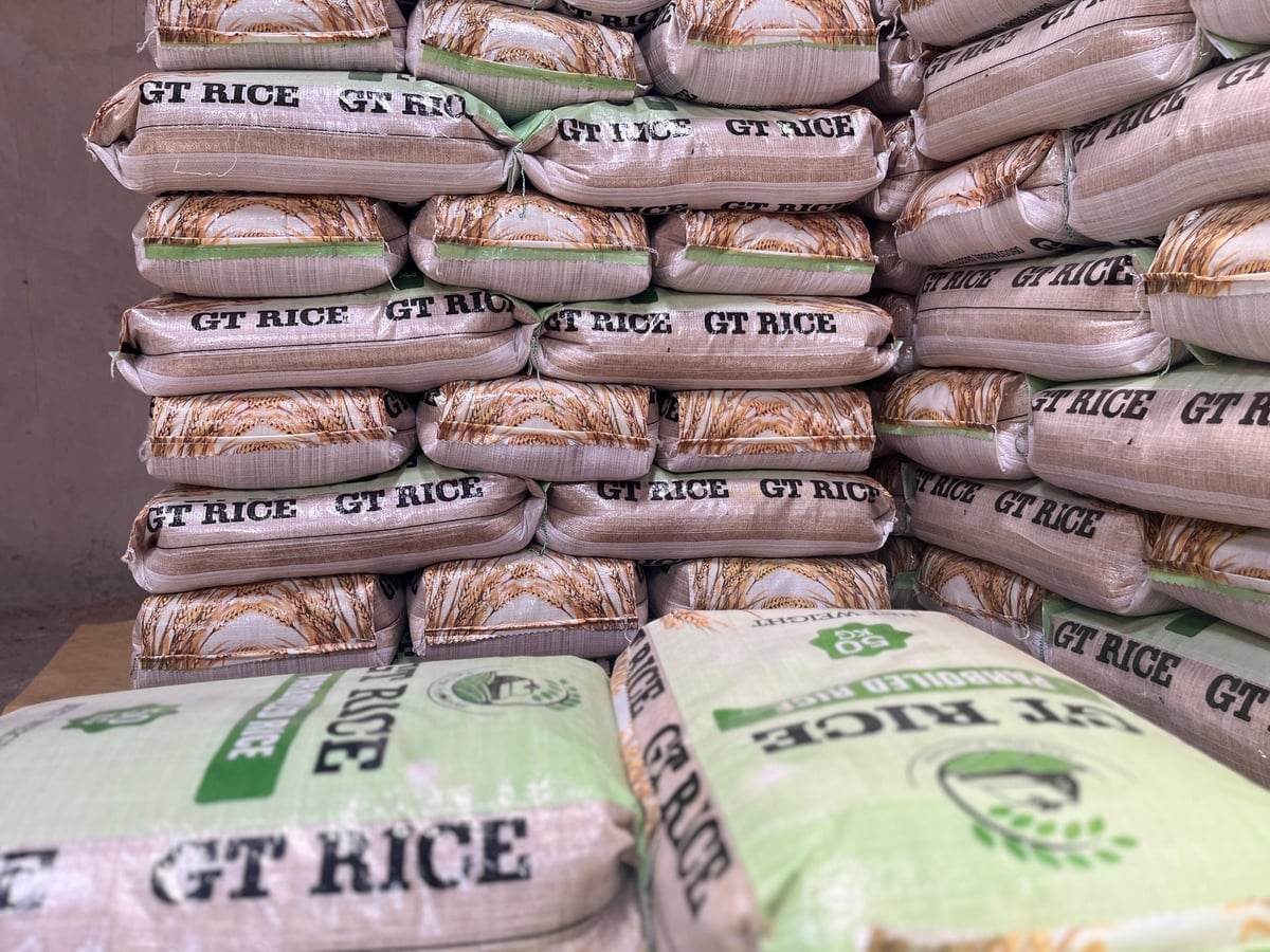 Bulk parboiled rice sacks ready for delivery
